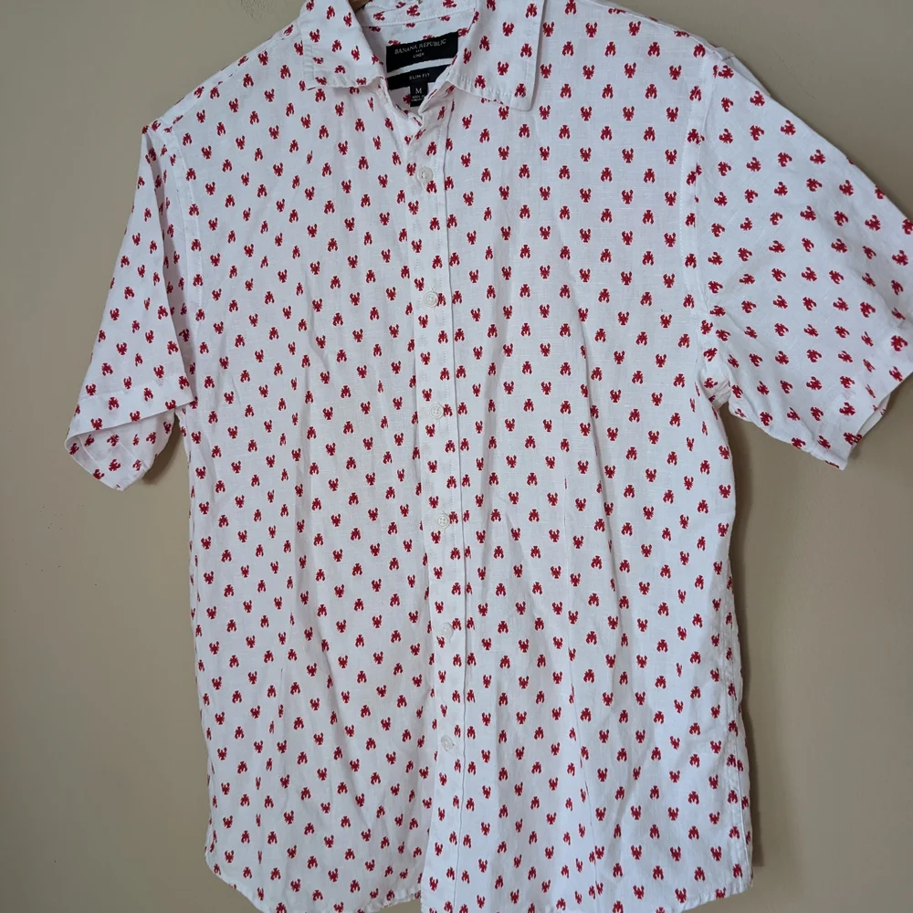 Banana Republic Lobster Pattern Men's Linen Shirt Size Medium